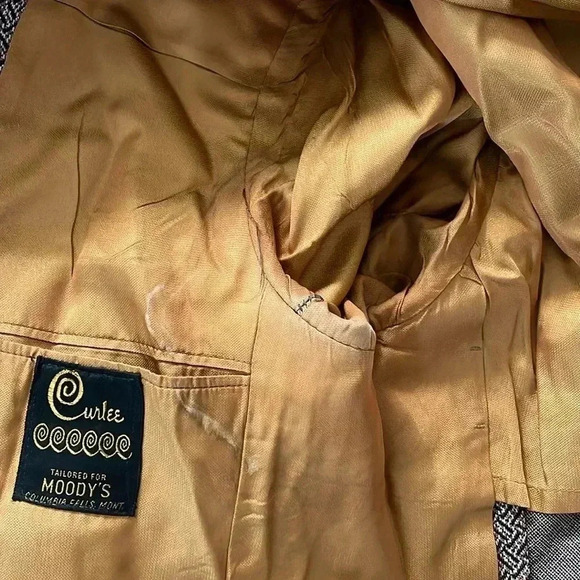 Vintage Curlee Blazer Fitted Jacket Men’s Suit Coat Houndstooth Tweed Academia - Picture 10 of 16